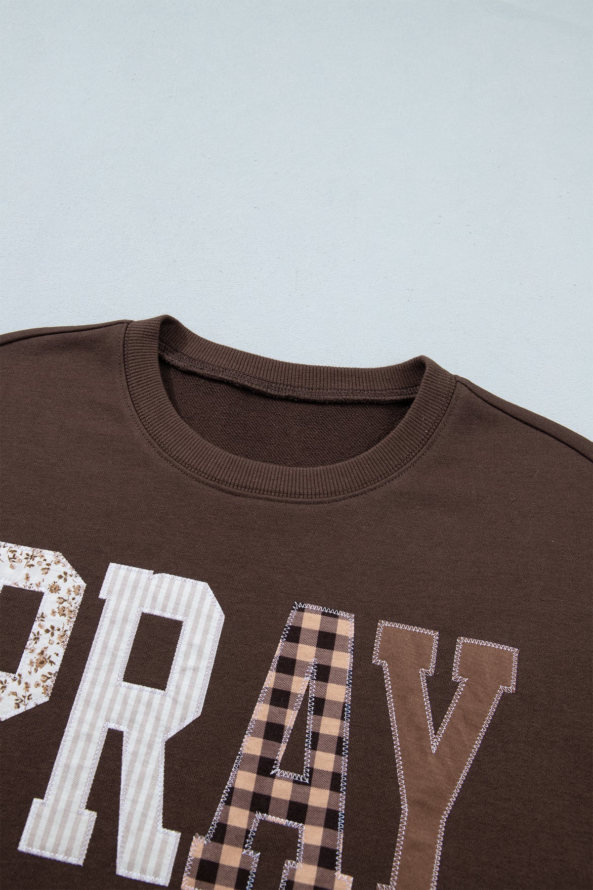 Patchwork PRAY Dark Brown Lightweight Sweatshirt