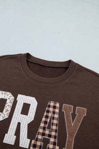 Patchwork PRAY Dark Brown Lightweight Sweatshirt