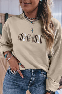God Is Good (Beige) Embroidered Sweatshirt