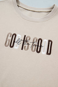 God Is Good (Beige) Embroidered Sweatshirt