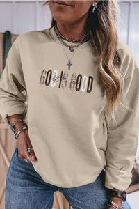 God Is Good (Beige) Embroidered Sweatshirt