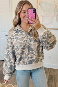 Vintage-Washed Camo Lightweight Long Sleeve Top