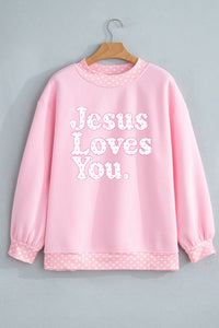 Jesus Loves You Polka Dot Mock Neck Sweatshirt