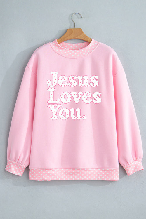 Jesus Loves You Polka Dot Mock Neck Sweatshirt