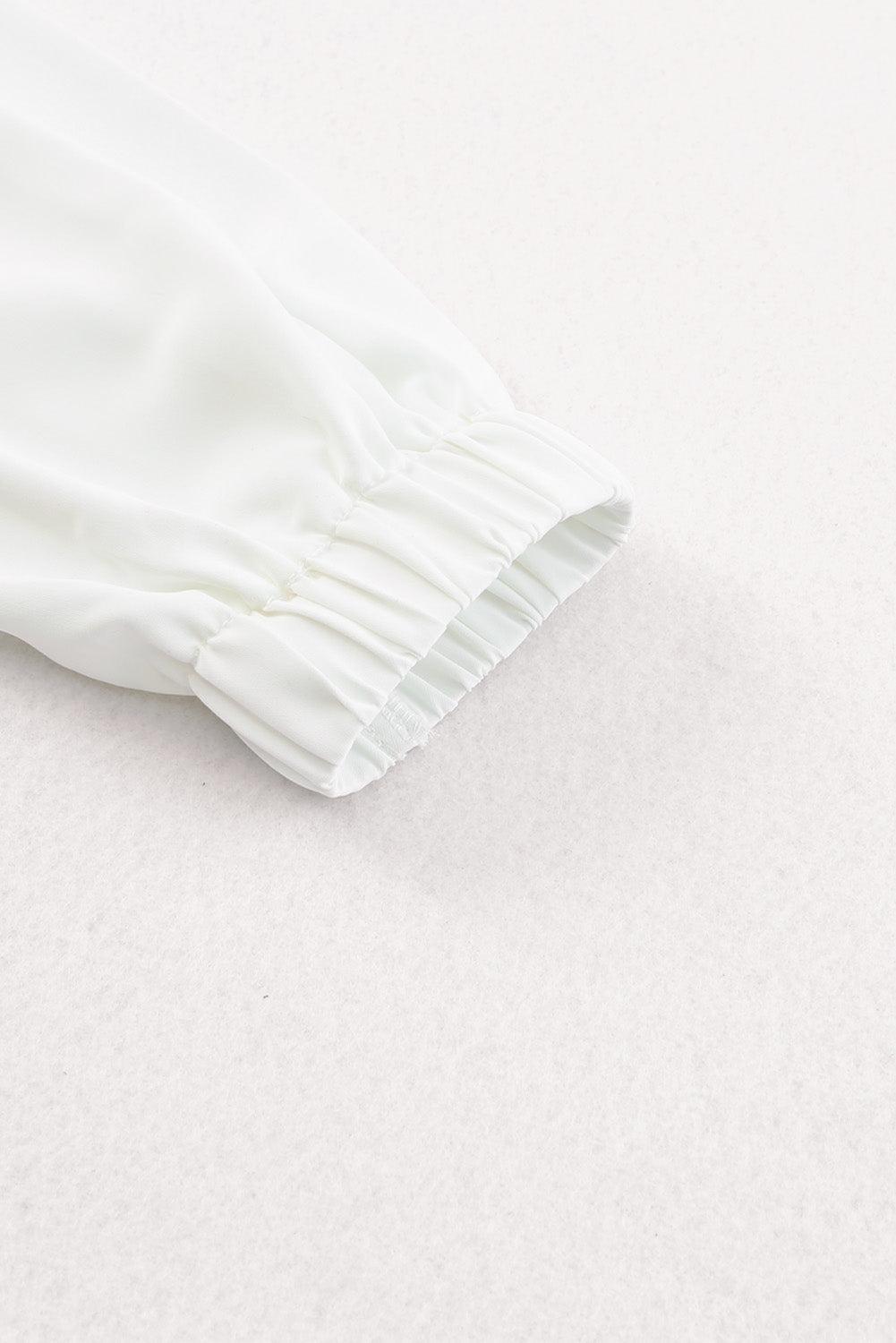 Pleated Top (White) with Puff Sleeves and Hidden Buttons