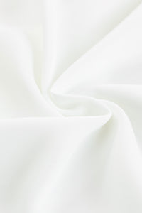 Pleated Top (White) with Puff Sleeves and Hidden Buttons