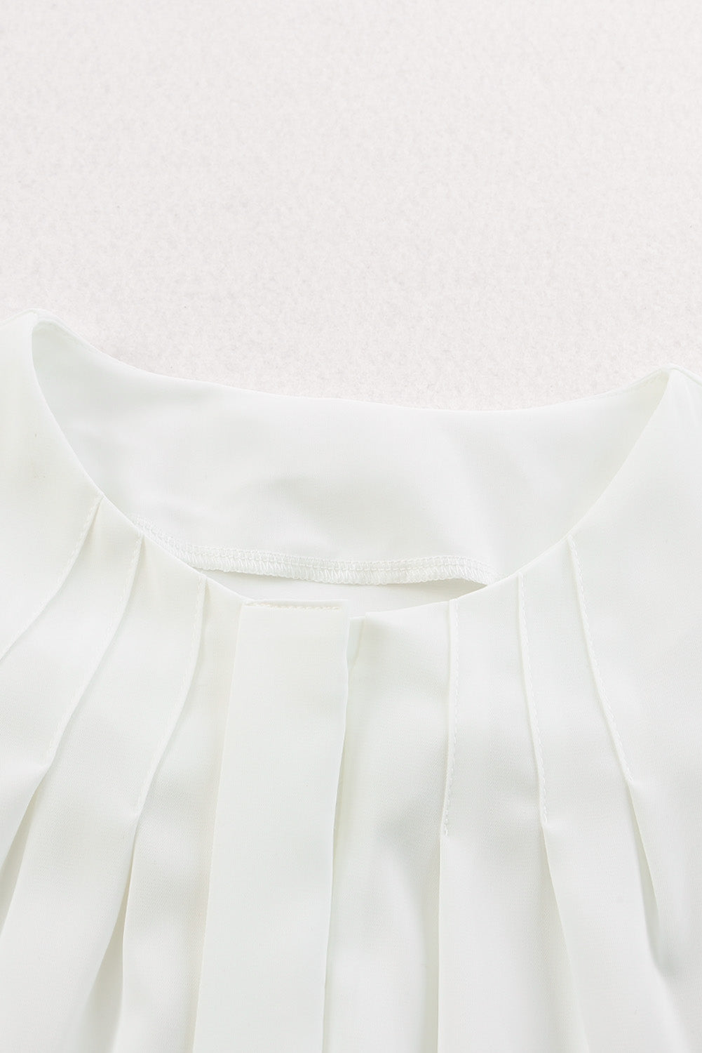 Pleated Top (White) with Puff Sleeves and Hidden Buttons