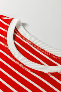Red/White Striped Sleeveless Loose-Fitting Top