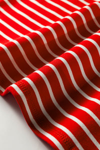 Red/White Striped Sleeveless Loose-Fitting Top