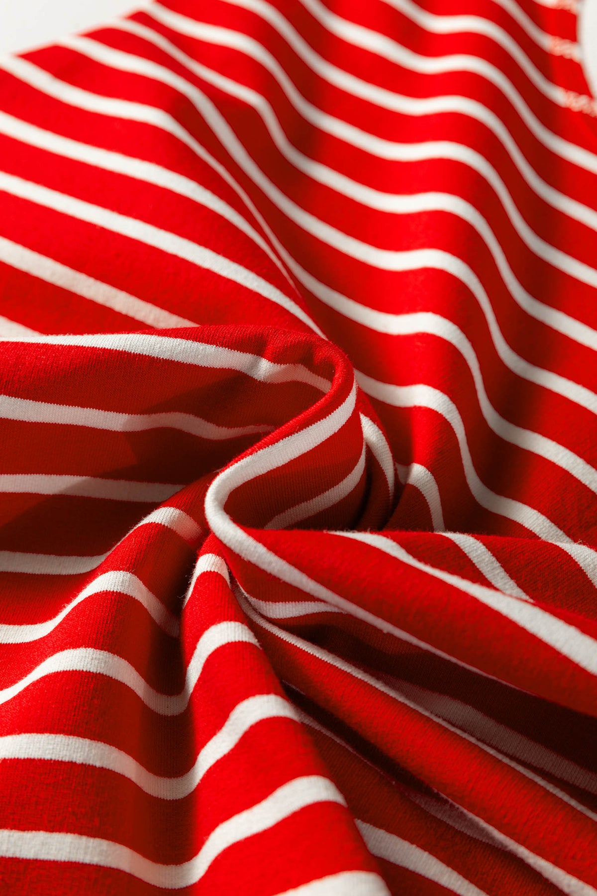Red/White Striped Sleeveless Loose-Fitting Top