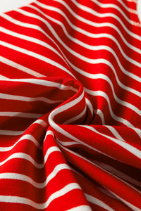Red/White Striped Sleeveless Loose-Fitting Top
