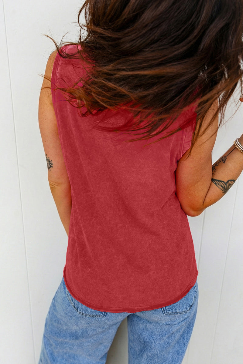 Mineral Wash (Red) V-Neck Tank Top