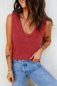 Mineral Wash (Red) V-Neck Tank Top