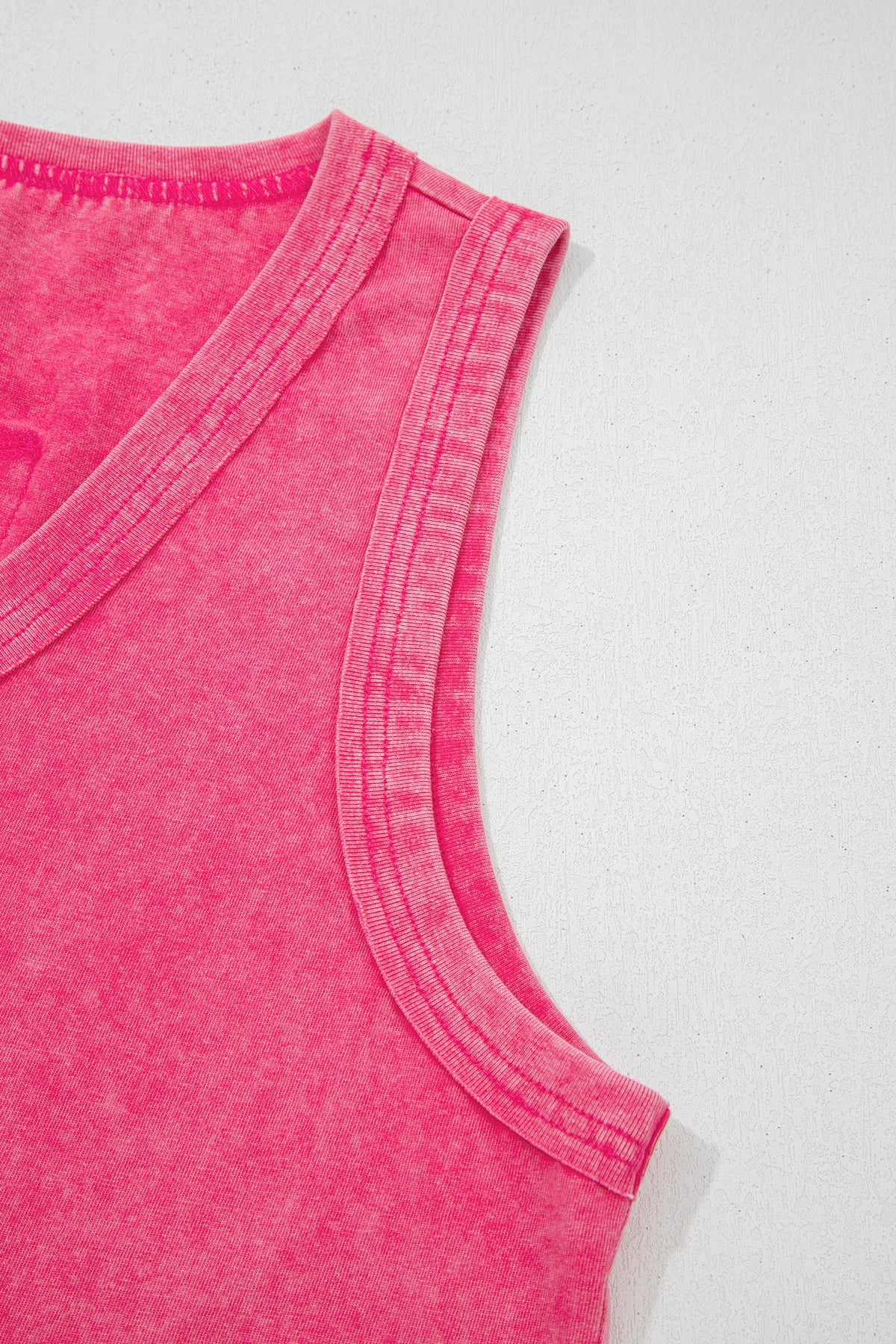 Mineral Wash (Pink) V-Neck Tank Top