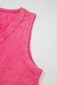 Mineral Wash (Pink) V-Neck Tank Top