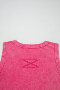Mineral Wash (Pink) V-Neck Tank Top