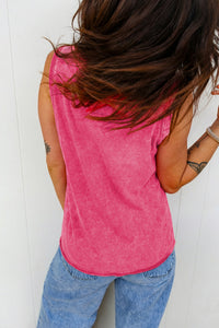 Mineral Wash (Pink) V-Neck Tank Top