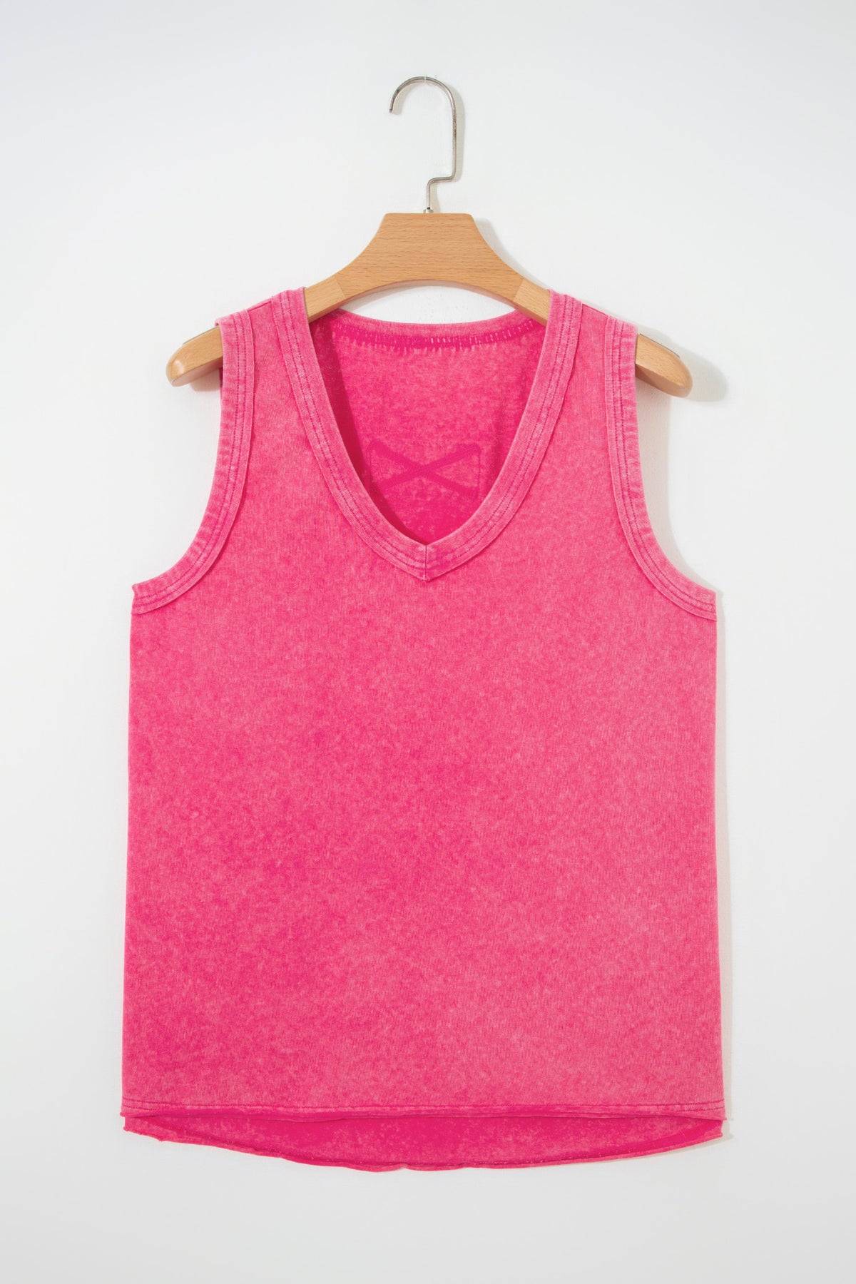 Mineral Wash (Pink) V-Neck Tank Top