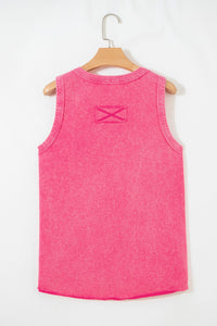 Mineral Wash (Pink) V-Neck Tank Top