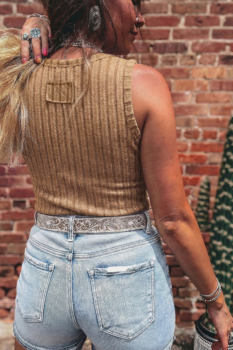Slim Ribbed (Brown) Soft Tank Top