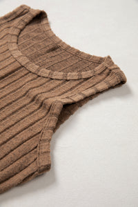 Slim Ribbed (Brown) Soft Tank Top