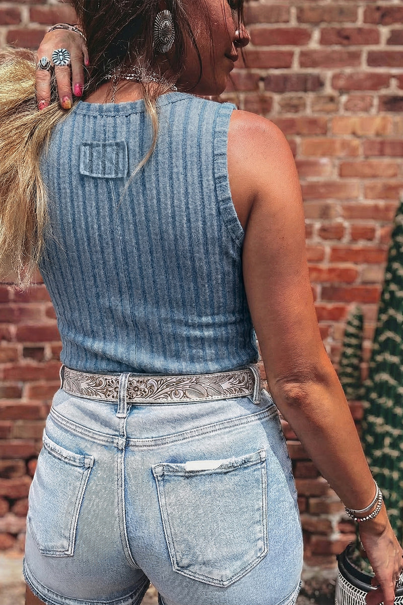 Slim Ribbed (Blue) Soft Tank Top