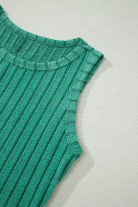 Slim Ribbed (Green) Soft Tank Top