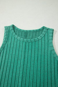 Slim Ribbed (Green) Soft Tank Top