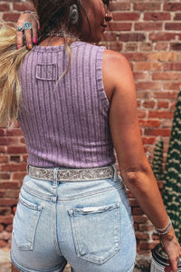 Slim Ribbed (Purple) Soft Tank Top