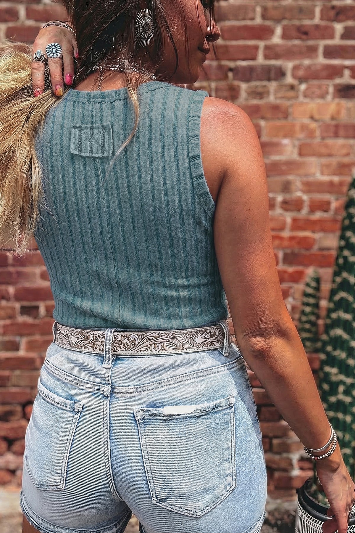 Slim Ribbed (Aqua) Soft Tank Top