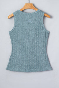 Slim Ribbed (Aqua) Soft Tank Top