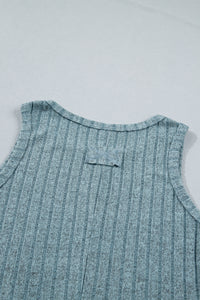Slim Ribbed (Aqua) Soft Tank Top