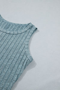Slim Ribbed (Aqua) Soft Tank Top