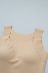 Wide-Strap Braless (Tan) Tank Top w/Built-In Padding