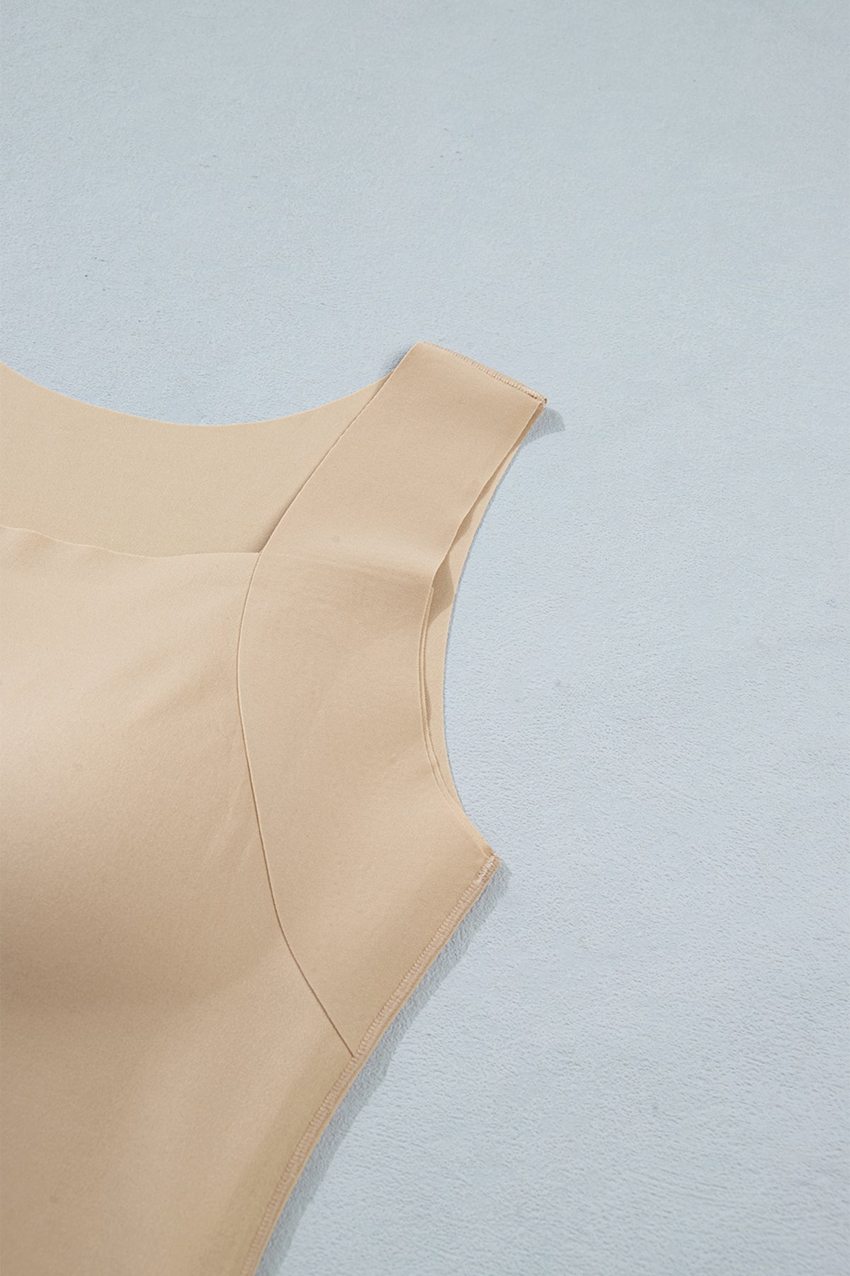 Wide-Strap Braless (Tan) Tank Top w/Built-In Padding