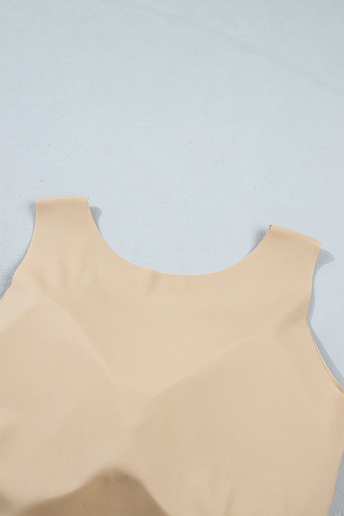 Wide-Strap Braless (Tan) Tank Top w/Built-In Padding