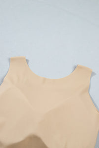 Wide-Strap Braless (Tan) Tank Top w/Built-In Padding