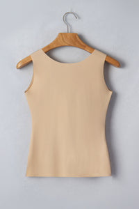 Wide-Strap Braless (Tan) Tank Top w/Built-In Padding