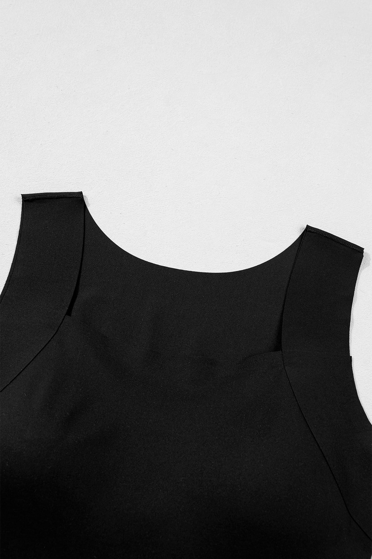 Wide-Strap Braless (Black) Tank Top w/Built-In Padding