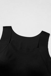 Wide-Strap Braless (Black) Tank Top w/Built-In Padding