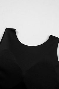 Wide-Strap Braless (Black) Tank Top w/Built-In Padding