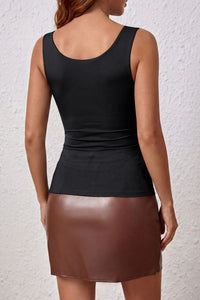 Wide-Strap Braless (Black) Tank Top w/Built-In Padding