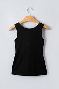 Wide-Strap Braless (Black) Tank Top w/Built-In Padding