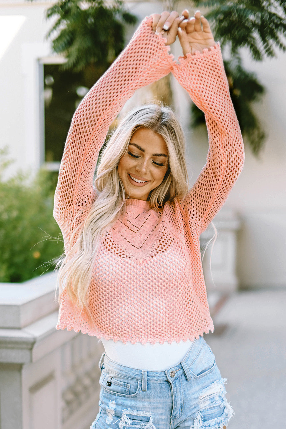 Blush Knit Bell-Sleeve Top