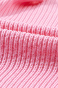 Ribbed (Pink) Short Sleeve Sweater w/ Patch Pocket