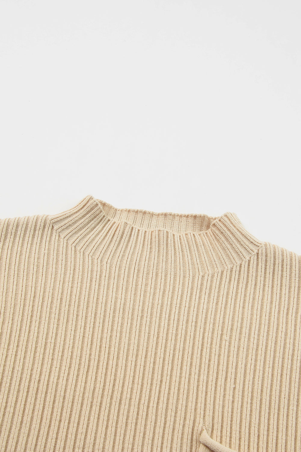 Ribbed (Tan) Short Sleeve Sweater w/ Patch Pocket