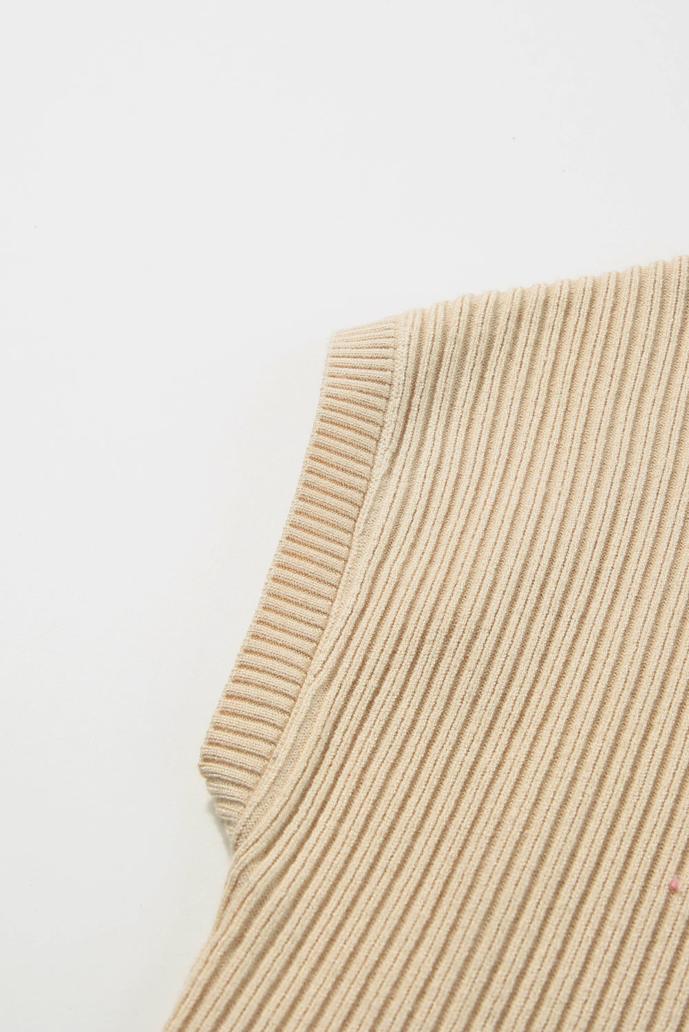 Ribbed (Tan) Short Sleeve Sweater w/ Patch Pocket