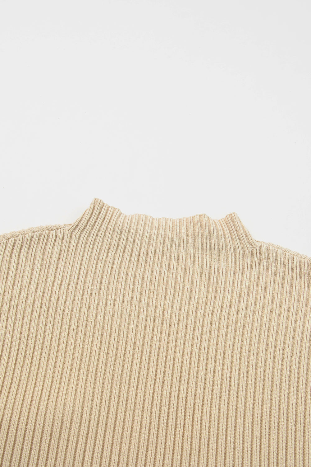 Ribbed (Tan) Short Sleeve Sweater w/ Patch Pocket