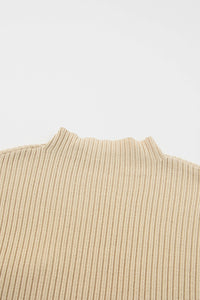 Ribbed (Tan) Short Sleeve Sweater w/ Patch Pocket