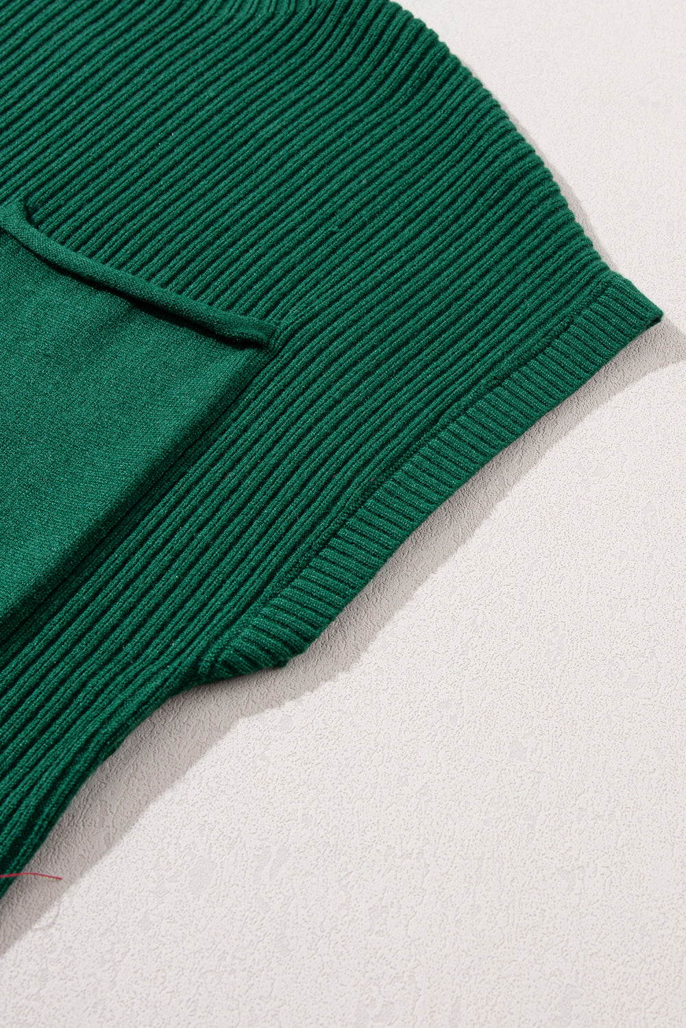 Ribbed (Dark Green) Short Sleeve Sweater w/ Patch Pocket